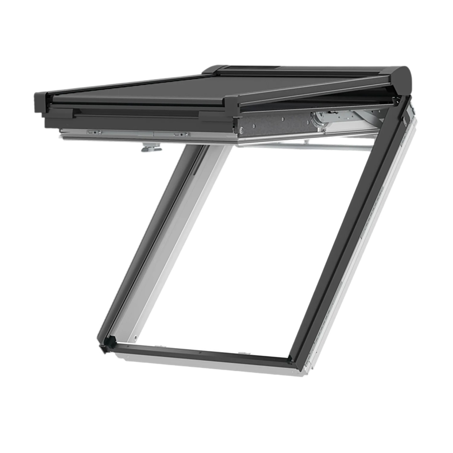 Solar Rollladen für Dachfenster, Aluminium, für Hitzeschutz und Verdunkelung.