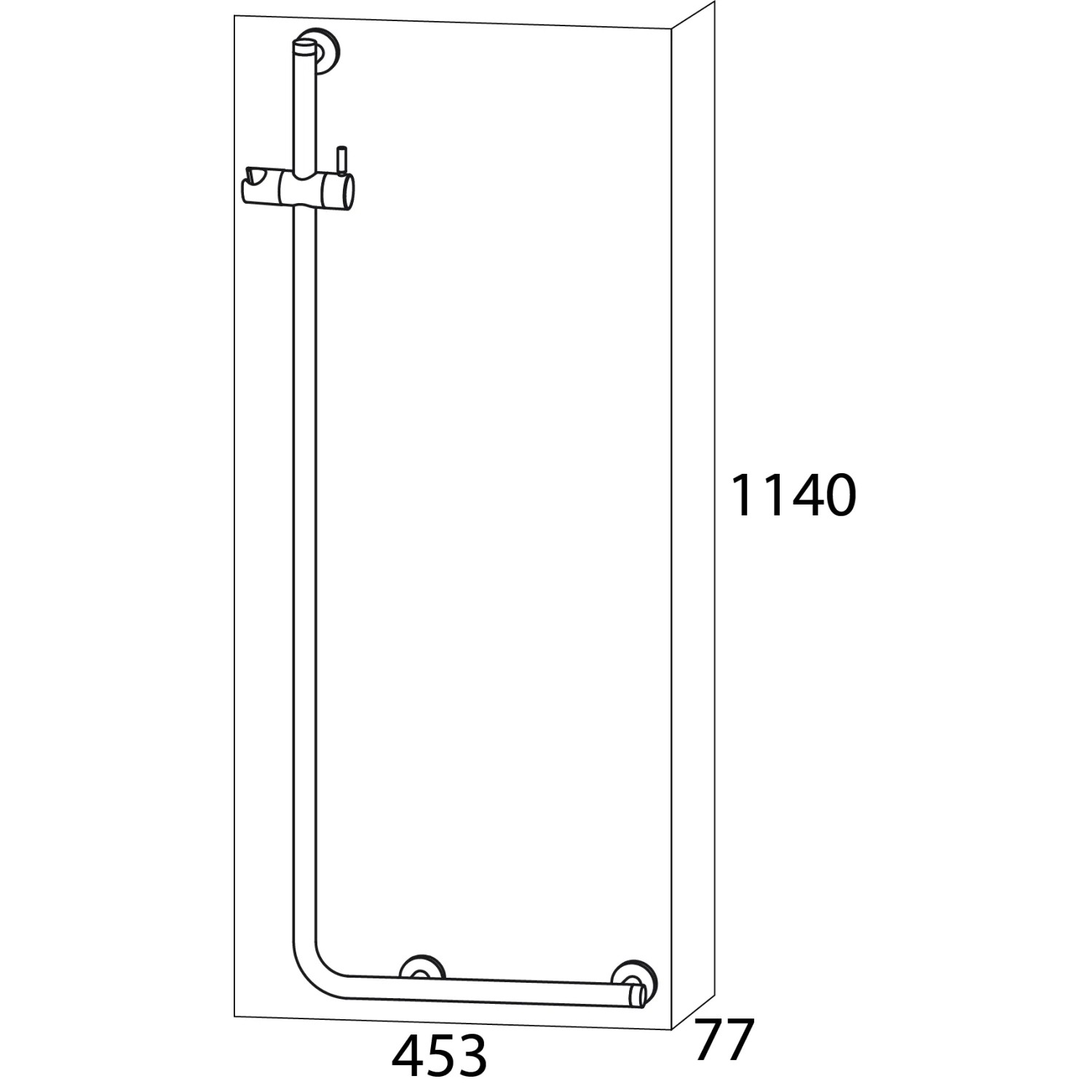 Tiger Sicherheitsgriff links mit Brausehalter Boston Comfort & Safety, Edelstahl gebürstet.