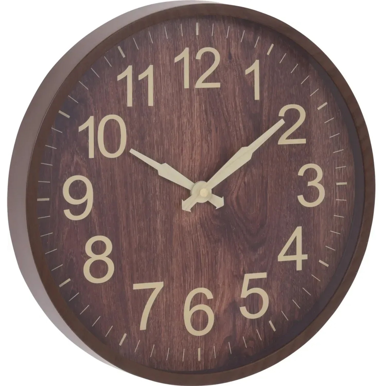 Wanduhr in Holzoptik, Ø 34 cm, braun, für die Wanddekoration.