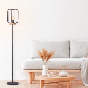 Brilliant Stehleuchte Tosh Schwarz-Holz Ø 25 cm x 162,5 cm FSC®