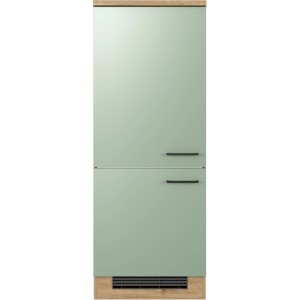 Flex-Well Exclusiv Demi-Geräteschrank Cara, 60cm, Schilfgrün/Artisan Eiche, für Einbaukühlgerät.