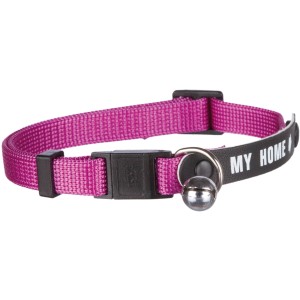 Pinkes Trixie Katzenhalsband aus Nylon mit Adresslasche und Glöckchen.