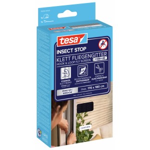 tesa Insect Stop Klett Fliegengitter Premium Fenster, anthrazit, Verpackung