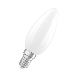Osram LED-Leuchtmittel E14 in Kerzenform, 3,4W, mattweiß, für dekorative Beleuchtung.