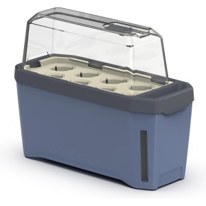 Blaues Gusta Garden Anzuchtsgefäß Harry Herbs 5L mit Haube und Wasserstandsanzeige.