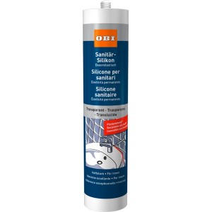 OBI Sanitär-Silikon, transparent, 310 ml Kartusche für Bad und Küche.