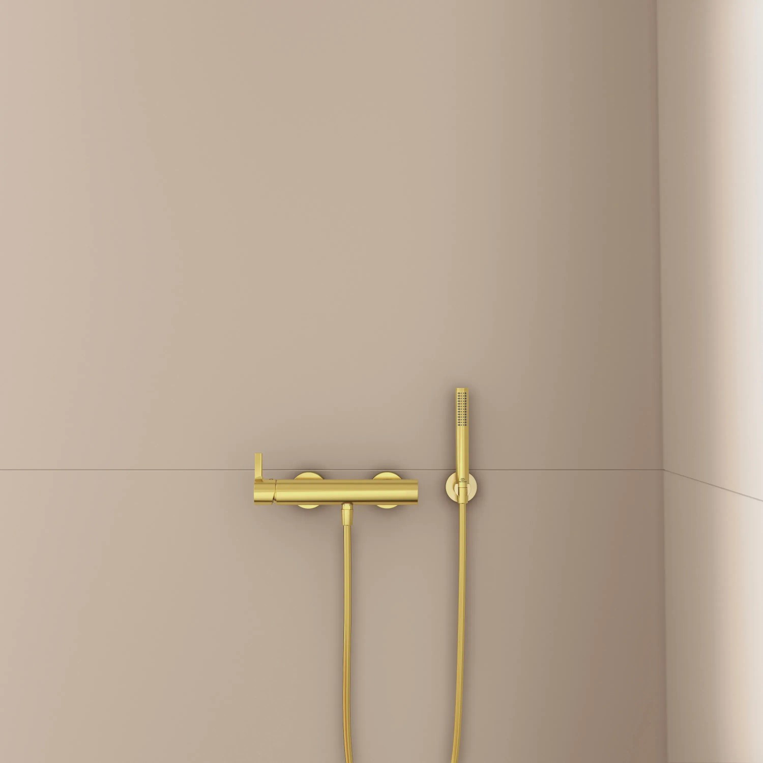 Ideal Standard Brausehalter Idealrain Atelier, rund, gebürstetes Gold, zur Wandmontage.