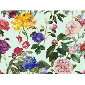 Jette Joop Vliestapete mit Blumenmuster in Türkis. Dekorative Tapete mit floralem Design.