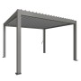 Biohort Pergola in Quarzgrau/Silber-Metallic, eine moderne Terrassenüberdachung mit Lamellen.