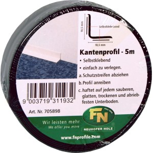 Schwarze Sockelleiste KU007, 18,5x18,5 mm, 5m Rolle, selbstklebend.