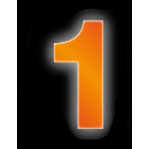 Reflektierende, orange Klebezahl 1 von Conacord, 8 cm hoch, für Hausnummern.