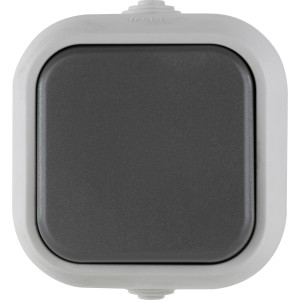 REV A/W-Schalter, grau, für Feuchträume und Außenbereiche.