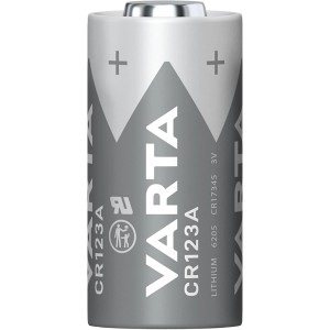 Varta Lithium Batterie CR123A, zylindrische 3V Batterie für Smart-Home-Geräte und Kameras.