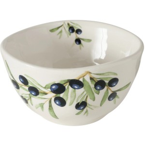 Boltze Müslischale Olivia, 14 cm Durchmesser, mit Olivenzweig-Dekor, aus Dolomit.