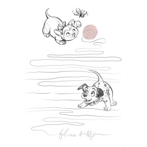 Komar Wandbild Disney Animals Dogs and Cats Playground 50 cm x 70 cm Weiß