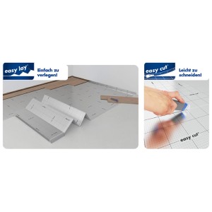 Selitflex Trittschalldämmung mit AquaStop, einfache Verlegung und Zuschnitt.