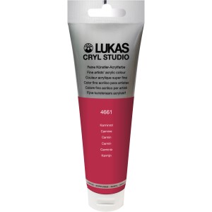 Tube Lukas Cryl Studio Premium Acrylfarbe, 125ml, Karminrot.
