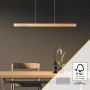 Moderne LED-Pendelleuchte Ainara, 80 cm, Kiefer Braun/Schwarz, für Esszimmer und Wohnbereich.