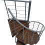 Spindeltreppe Venezia Smart Walnuss/Grau, Aufsicht. Holzstufen, graues Metallgeländer. Ideal für Innenräume.