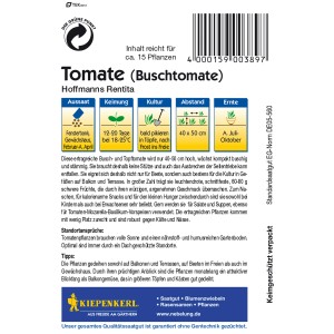 Samentüte Kiepenkerl Buschtomate Hoffmanns Rentita, ertragreich und robust.