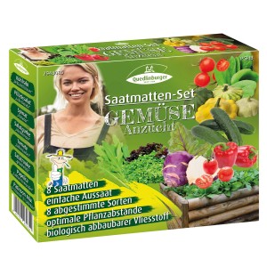 Quedlinburger Saatmatten Gemüseanzucht Set mit 8 Gemüsesorten für Beet und Hochbeet.