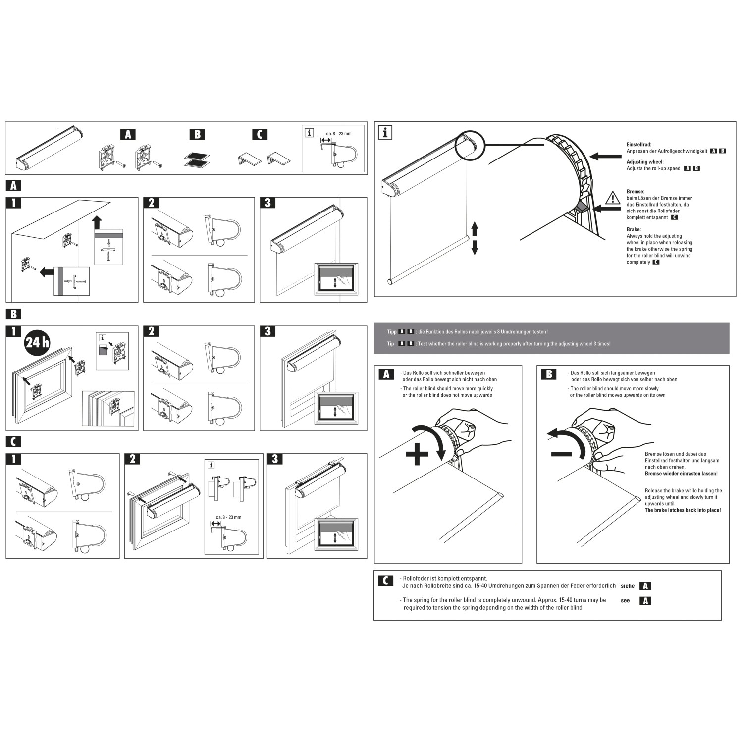 Anleitung zur Montage und Einstellung des Gardinia Rollo Comfort Move, 45x150 cm, Weiß.