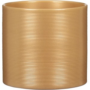 Scheurich Übertopf 828 Pearl Gold aus Keramik, 19 cm, mit geriffelter Oberfläche für Zimmerpflanzen.
