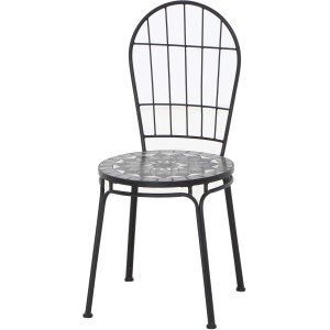 Siena Garden Stapelstuhl Como, Stahl, grau, mit Mosaikmuster. Gartenstuhl für Balkon und Terrasse.