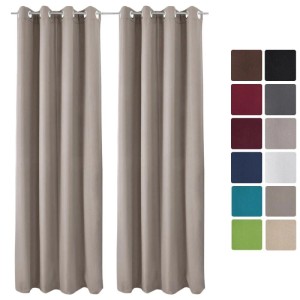 Beautissu Amelie TO Vorhang, Sand, 2er-Set, Thermogardine mit Ösen, 140x245 cm.