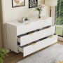 okwish Sideboard mit Schubladen Stauraum Wohnzimmer Elegant Modern 120x77x40cm Weiß_2