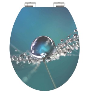 Schütte WC-Sitz Water Drop mit Absenkautomatik, Holzkern, Wassertropfen-Motiv.