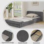 okwish Einzelbett 90x200cm mit Rückenlehne Chenille Kinderzimmer Grau ohne Matratze_6