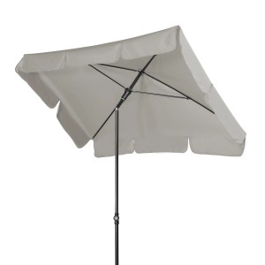 Hellgrauer, rechteckiger Doppler Balkonschirm Waterproof mit Knickfunktion.
