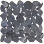 Mosaikmatte mit flachen, matten, schwarzen Flusskieseln, 30x30 cm.
