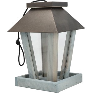 Vogelhaus Schiebedach aus Metall 27 cm x 18,5 cm x 18,5 cm Blau-Grau