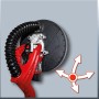 Einhell Trockenbauschleifer TC-DW 225 mit Schleifkopf, Absaugschlauch und Bewegungsfreiheit Symbol.