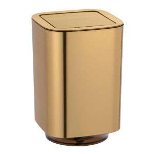 Wenko Kosmetikeimer Auron Gold, 5.5 l, Schwingdeckeleimer aus Kunststoff.