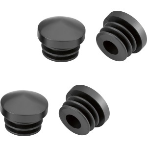 Schwarze Fußkappen (4 Stk.) für Gartenstuhl Dedin, Ø 28 mm, aus Kunststoff.