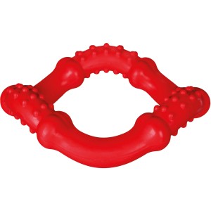 Roter, gewellter Trixie Ring aus Naturgummi, schwimmfähiges Wasserspielzeug für Hunde, ø 15 cm.