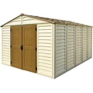 Duramax Kunststoff-Gartenhaus WoodBridge Beige, 13 m², mit Doppeltür. Ideal als Gerätehaus.