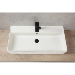 Fackelmann Aufsatzwaschbecken Vaida, 81 cm, Keramik, weiß, mit Armatur