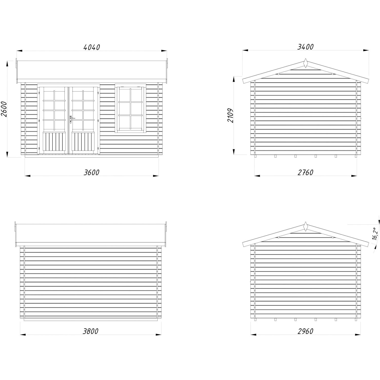 Palmako Gartenhaus Iris 360 x 276 cm Lackiert Grau-Anthrazit FSC®_5