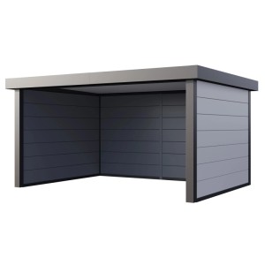 Weißer Pavillon Singolo 4836, 478x358 cm, mit Stahlwänden und Dach für den Garten.