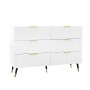 okwish Sideboard mit Schubladen Stauraum Wohnzimmer Elegant Modern 120x77x40cm Weiß_9