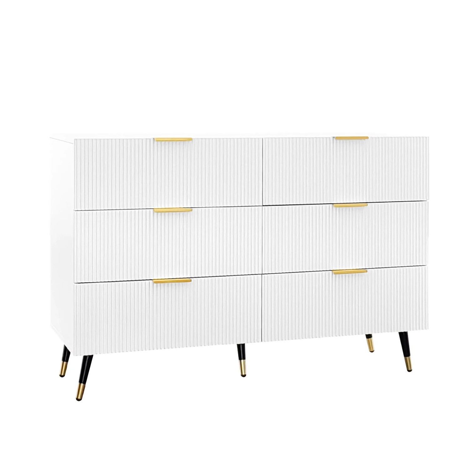 okwish Sideboard mit Schubladen Stauraum Wohnzimmer Elegant Modern 120x77x40cm Weiß_9