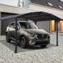 Anthrazitfarbener Canopia Carport Arcadia 4300 mit Auto. Stabiler Unterstand für Ihr Fahrzeug.