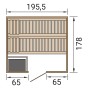 Grundriss Weka Massivholzsauna Bergen 1.8 Sparset mit Maßen: 195,5 x 178 x 65 cm.