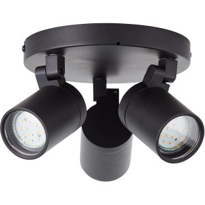 Schwarzer, matter 3-flammiger Deckenstrahler Alessia von Brilliant, dreh- und schwenkbar.