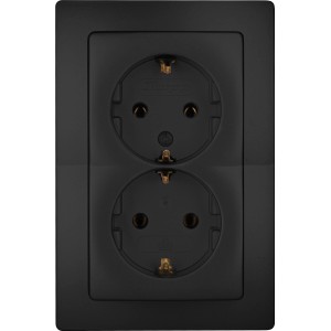 Kopp Schutzkontakt-Steckdose 2-fach Paris, mattschwarz.