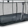 Schwarzes, rechteckiges EXIT Dynamic Bodentrampolin 244x427 cm mit Sicherheitsnetz.